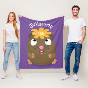 Couverture Polaire Caricature joyeuse de cobaye mignonne