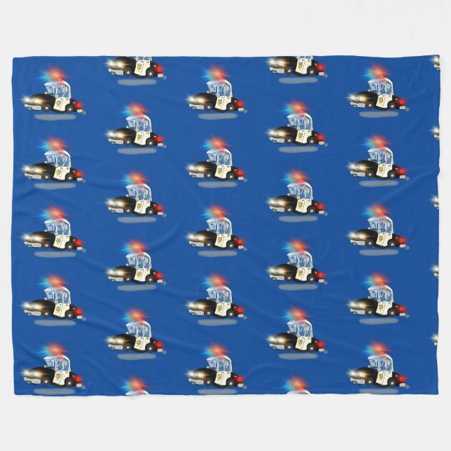 Couverture Polaire Caricature lunatique voitures de police flece couv (Devant (Horizontal))