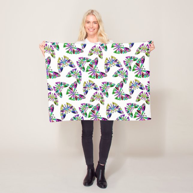 Couverture Polaire Caricature sans couture enfants abstrait papillon  (En situation)