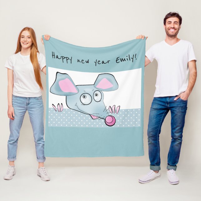 Couverture Polaire Caricature souris rat Nouvel An 2020 symbole enfan (En situation)