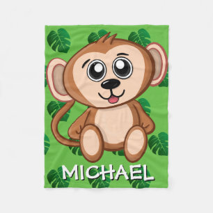 Couverture Polaire Caricature verte du singe Cute Safari Nom de la ju
