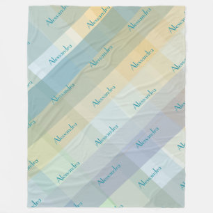 Couverture Polaire Caron Monogramme Pastel Bleu Canard Vert Jaune Mau