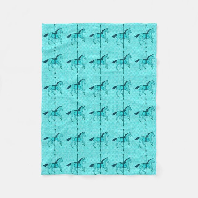 Couverture Polaire Carousel Horse - Turquoise et Aqua (Devant)