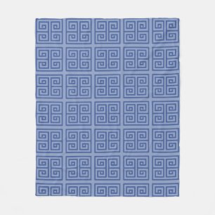 Couverture Polaire Carré bleu marine Labyrinthe Motif grec classique