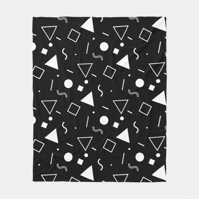 Couverture Polaire Carré du triangle noir blanc Cercle Memphis Motif (Devant)