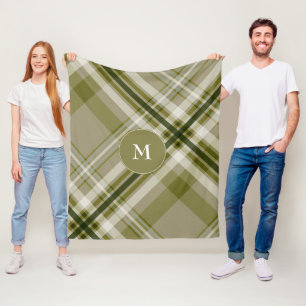 Couverture Polaire carré en plaid blanc et beige