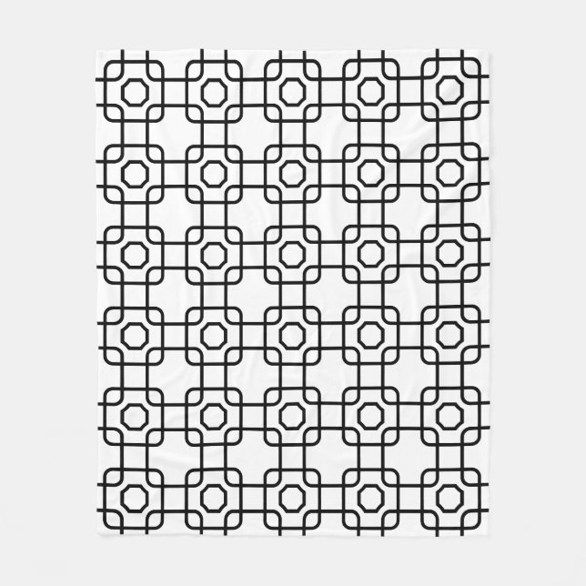 Couverture Polaire Carré géométrique noir blanc monochrome Motif Fl (Devant)
