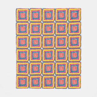 Couverture Polaire Carré grand-mère au crochet faux corail jaune sarc