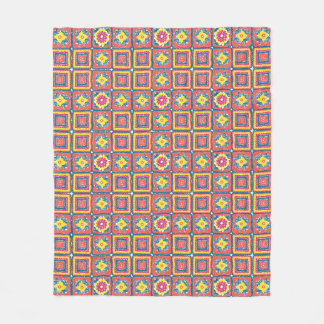 Couverture Polaire Carré grand-mère corail rétro moderne douillet en