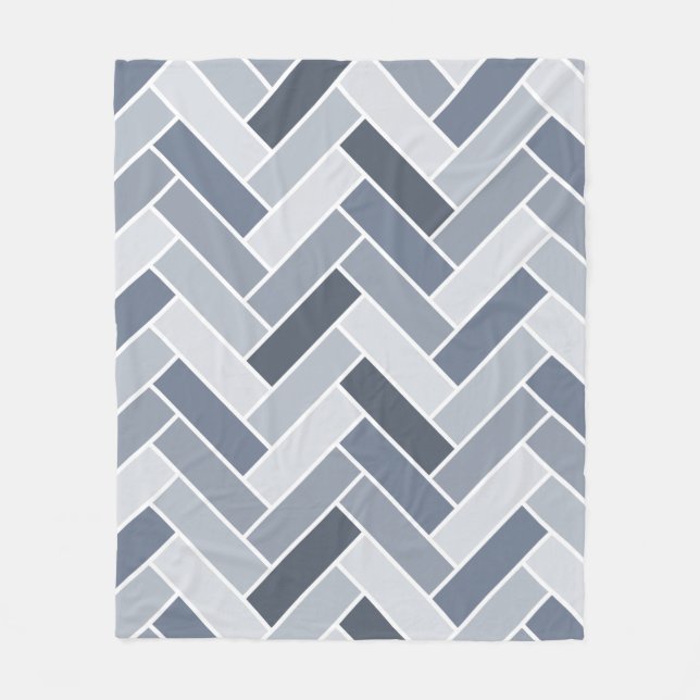 Couverture Polaire Carreau Motif gris bleu (Devant)