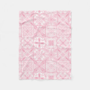 Couverture Polaire Carreaux ornés en rose