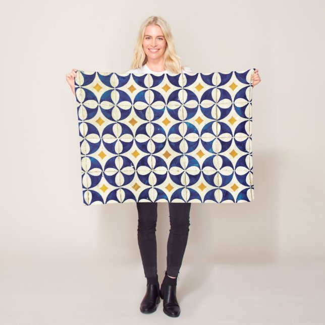 Couverture Polaire Carreaux portugais - Azulejo Motif Design (En situation)