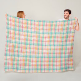 Couverture Polaire Carreaux Vichy Multicolores