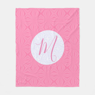 Couverture Polaire Carrés ondulés rose clair Personnaliser l'initiale