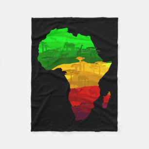 Couverture Polaire Carte de l'Afrique Vert Jaune Rouge Fière Africain