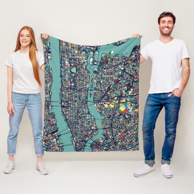 Couverture Polaire Carte de Manhattan New York (En situation)