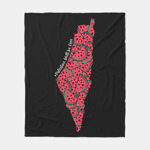 Couverture Polaire Carte de Palestine remplie de pastèques   Palestin