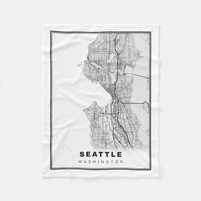 Couverture Polaire Carte de Seattle (Devant)