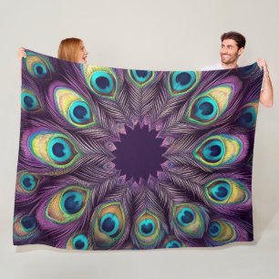 Couverture Polaire Carte de visite Peacock Plumes violet