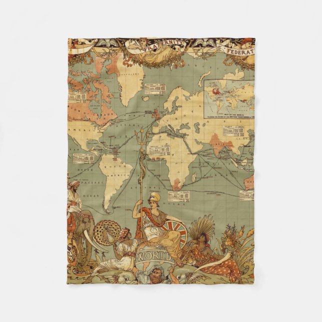 Couverture Polaire Carte du monde Antique 1886 Illustré (Devant)
