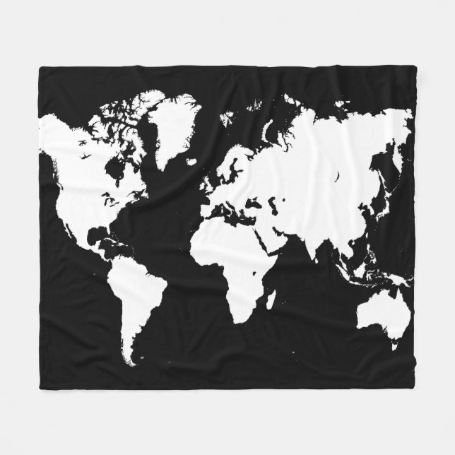 Couverture Polaire Carte du monde noir 69 (Devant (Horizontal))