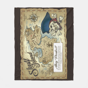 Couverture Polaire Carte du trésor des pirates, île Skull