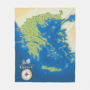 Couverture Polaire Carte Illustrée De La Grèce.