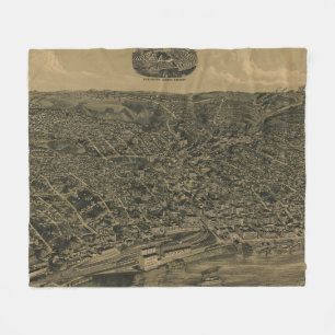 Couverture Polaire Carte imagée vintage de Burlington Iowa (1889)
