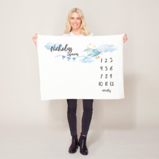 Couverture Polaire Carte mensuelle personnalisée de l'avion