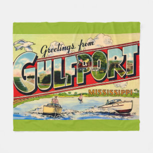 Couverture Polaire Carte postale rétro de Gulfport Mississippi