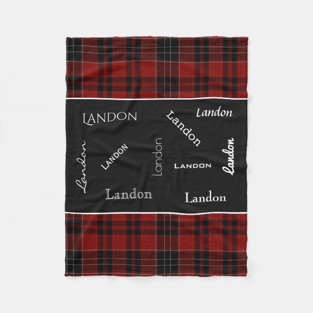 Couverture Polaire Carte rouge avec personnalisation de nom (Devant)