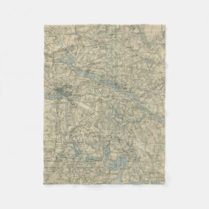 Couverture Polaire Carte vintage de la région de Richmond la Virgini