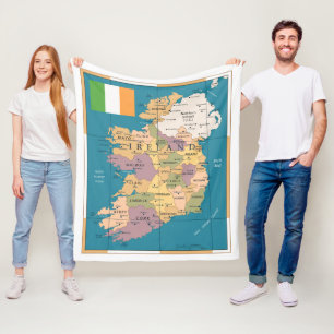Couverture Polaire Carte vintage de l'Irlande