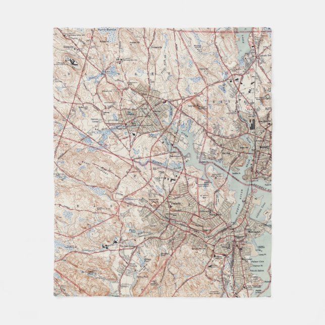 Couverture Polaire Carte vintage de Salem le Massachusetts (1942) (Devant)