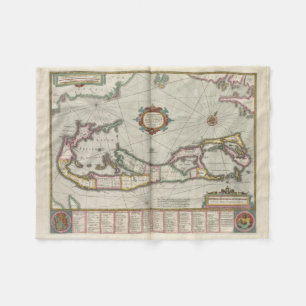 Couverture Polaire Carte vintage des Bermudes (1638)
