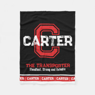 Couverture Polaire Carter nom signifiant monogramme sport noir rouge