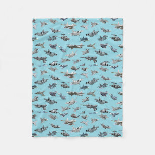 Couverture Polaire Cartographie avions militaires sans couture motif