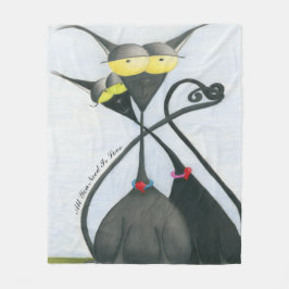 Couverture Polaire Cartoon de chats gris et noir