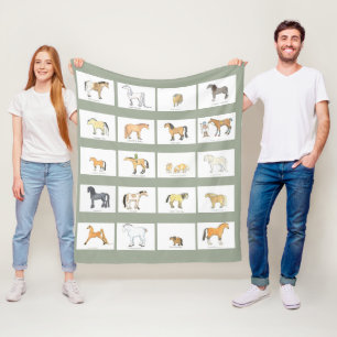 Couverture Polaire Cartoon Horse Race Fleece Blanket