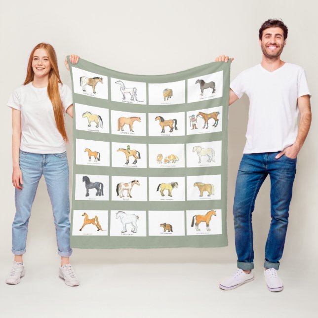 Couverture Polaire Cartoon Horse Race Fleece Blanket (En situation)