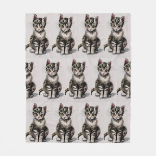 Couverture Polaire Cartoon kitten rayé kitty voices gris