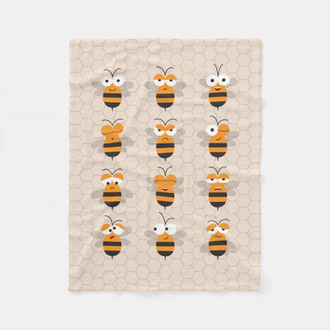 Couverture Polaire Cartoon mignon Miel Abeille de Miel (Devant)