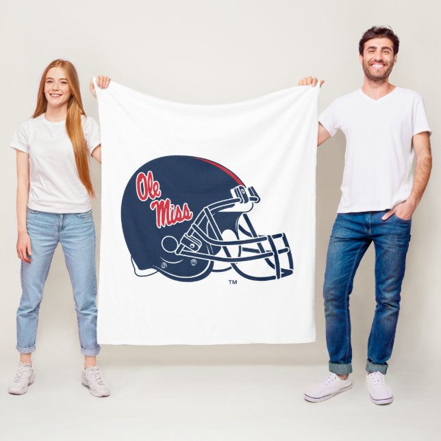 Couverture Polaire Casque Ole Miss Football | bleu foncé (En situation)