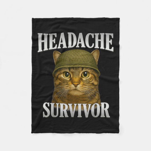 Couverture Polaire Casque Survivante Chat Mème Drôle Kitten Cadeaux H (Devant)
