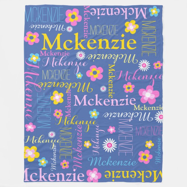 Couverture Polaire Casquette de nom McKenzie pour filles rose bleu (Devant)