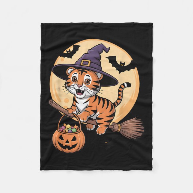 Couverture Polaire Casquette sorcière Tiger Citrouille Costume d'Hall (Devant)