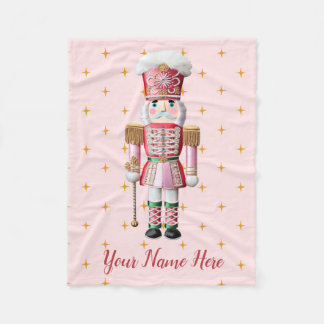 Couverture Polaire Casse-Noisette Rose Nom Personnalisé Noël Petite-F