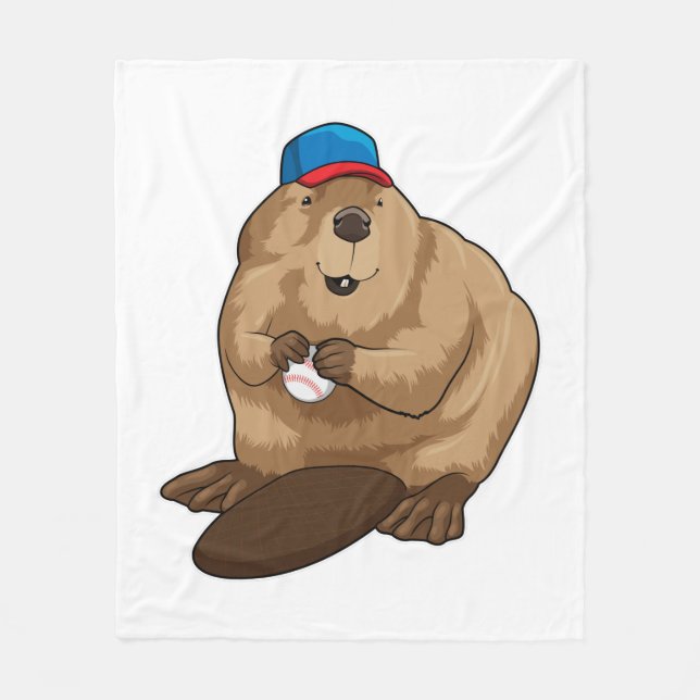 Couverture Polaire Castor au baseball avec baseball (Devant)