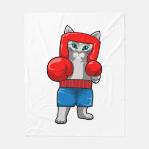 Couverture Polaire Cat at Boxing with Boxing gloves