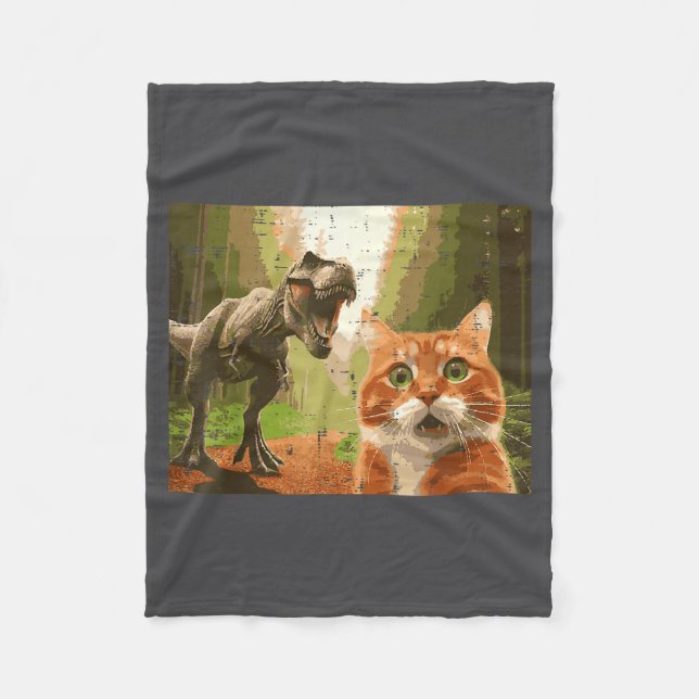 Couverture Polaire Cat Dinosaur Trex Selfie Funny Meme Humor Boys Gir (Devant)